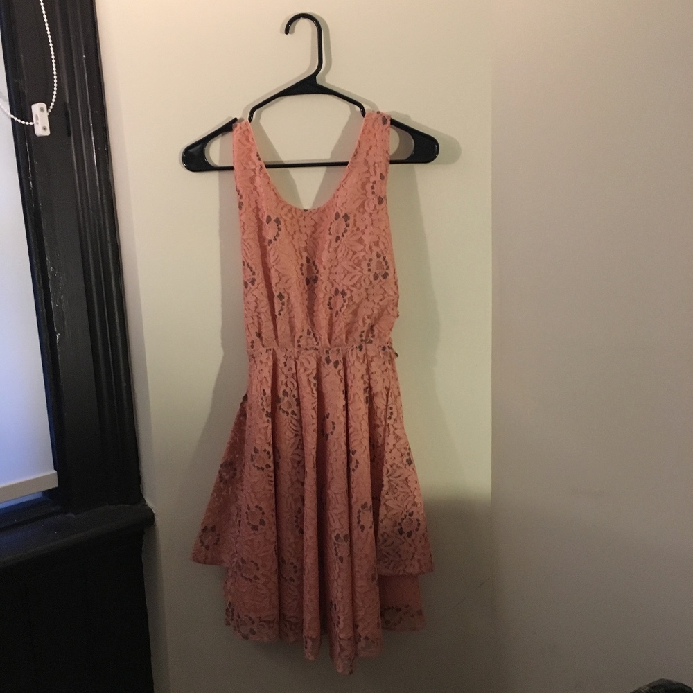 Sz xs rosy pink sleeveless lace dress w/ bow in ba