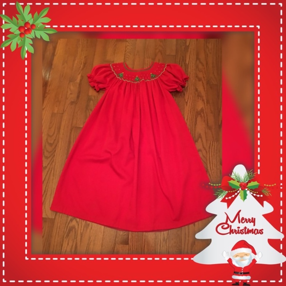 Rosalina red smocked Christmas dress