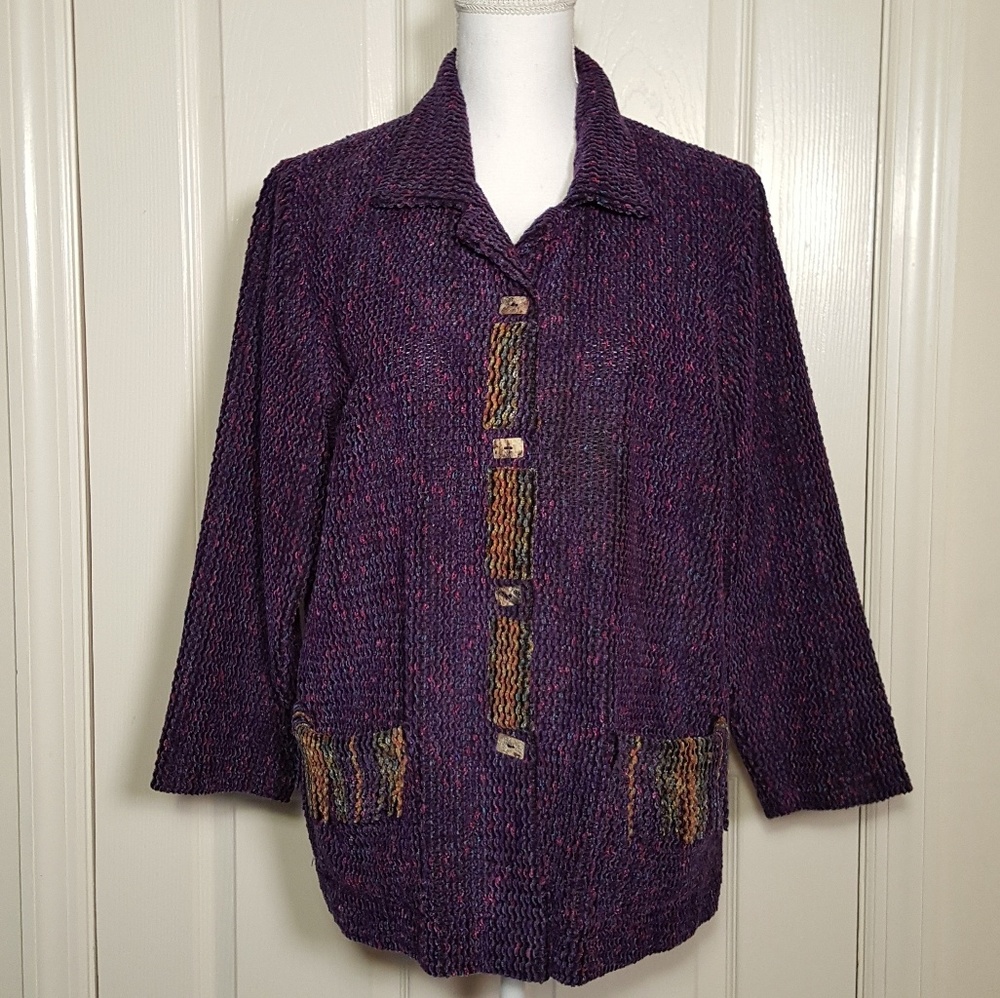 Vintage Nino Wong Chenille Purple Jacket