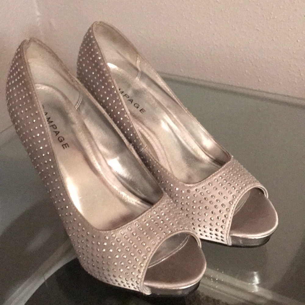 Rampage Silver Open-toe Pumps