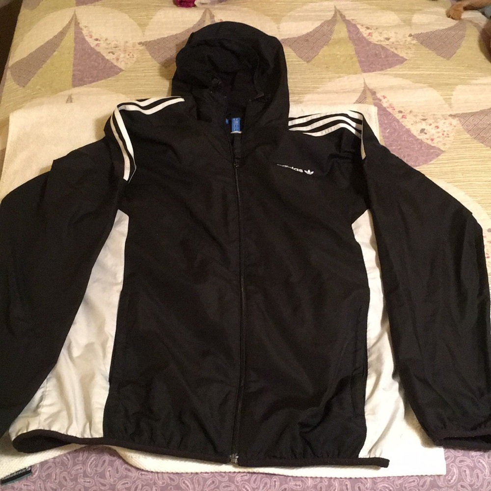 Black and white adidas windbreaker