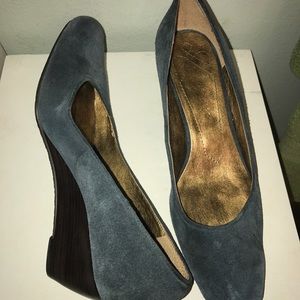 Nine West blue suede wedges