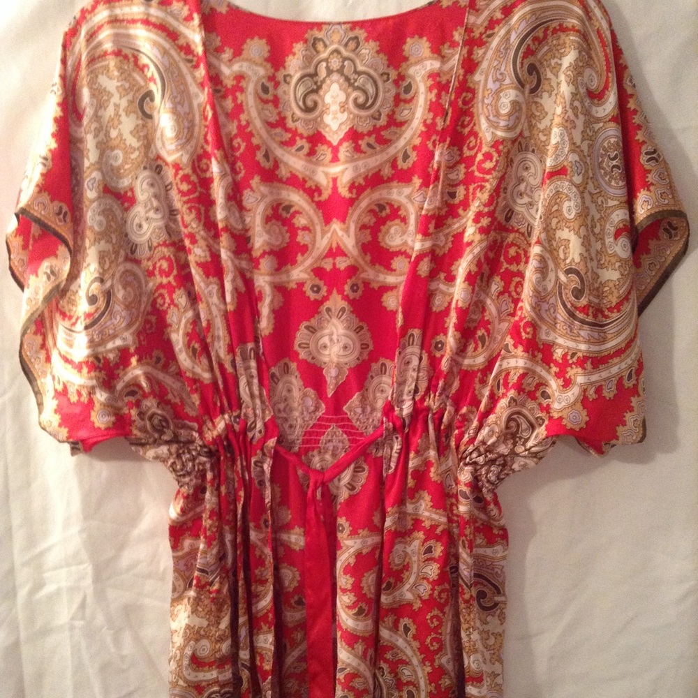 Short-Sleeved Kimono Jacket with Tie Front