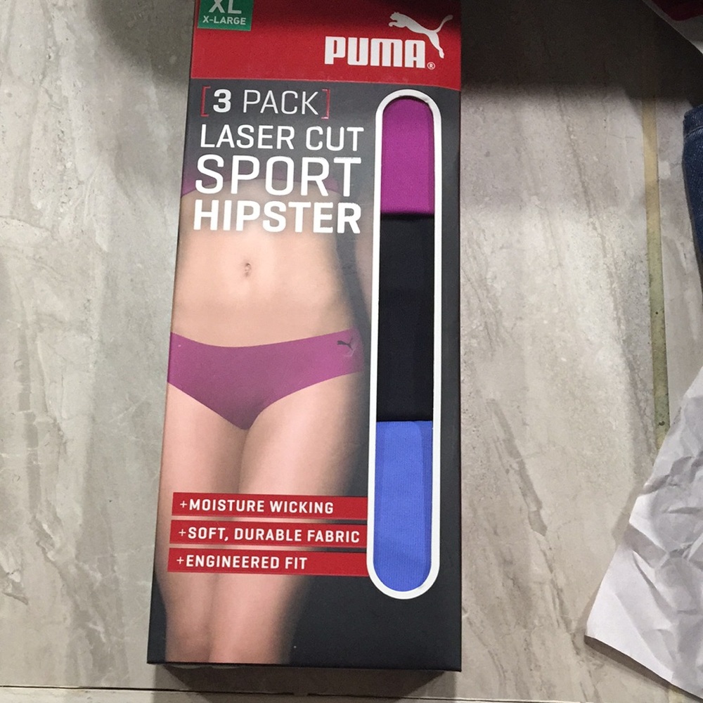 New in box Puma 3pack laser cut sport hipster