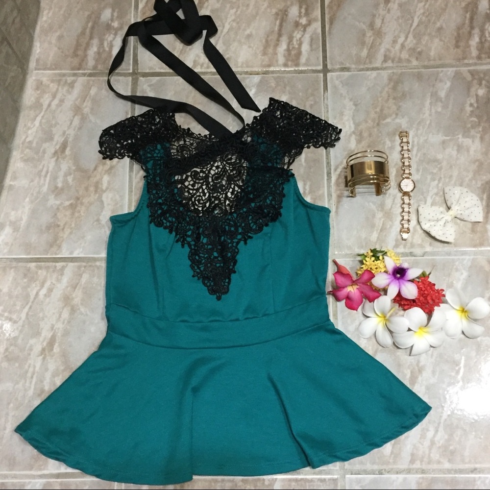 Green pretty peplum top