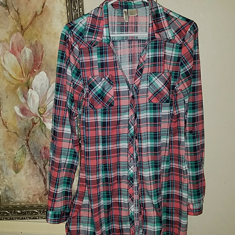 Tunic flannel shirt