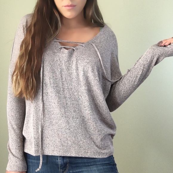 Genoa Lace Up Luxe Comfy Sweater - 1 SMALL LEFT - Picture 5 of 7