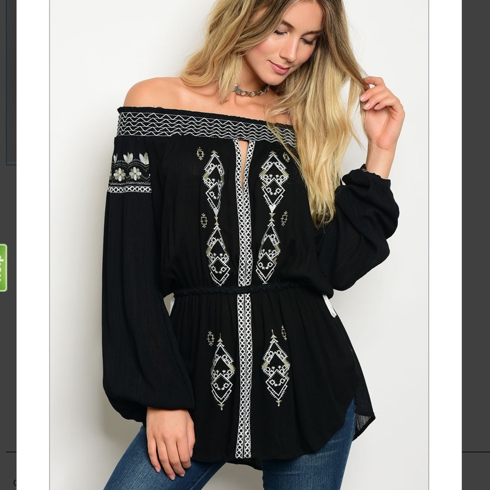 Black and White Embroidered Tunic Top - Picture 2 of 4