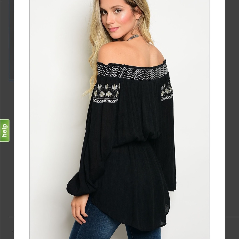 Black and White Embroidered Tunic Top - Picture 3 of 4