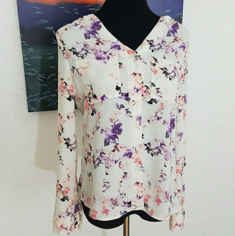 Soft Floral Button Up Blouse