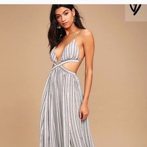 NEW Lulus blue and white striped maxi dress