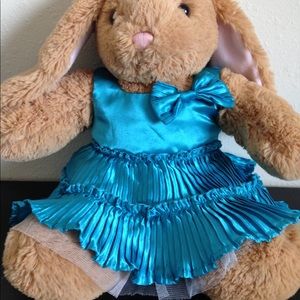 Build A Bear Doll Figure Blue Satin Dress