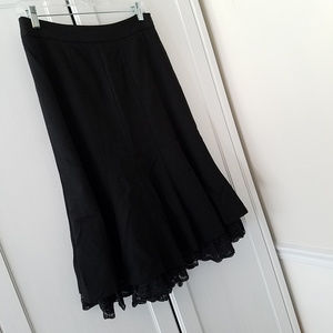 LOFT peek-a-boo lace black skirt sz 6