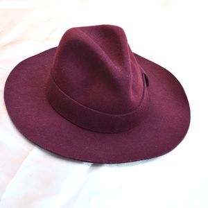 Burgundy 100% Wool Fedora