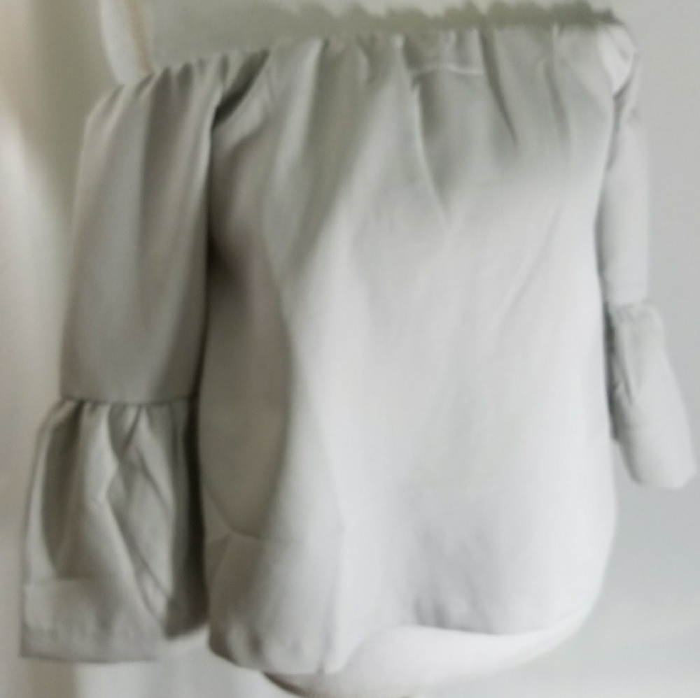 Grey Shirt Bell Sleeves Off The Shoulder Sz Large