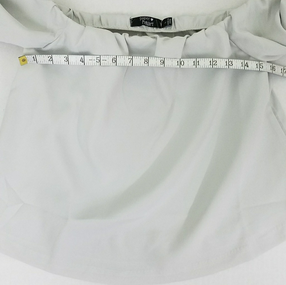 Grey Shirt Bell Sleeves Off The Shoulder Sz Large - Picture 4 of 8