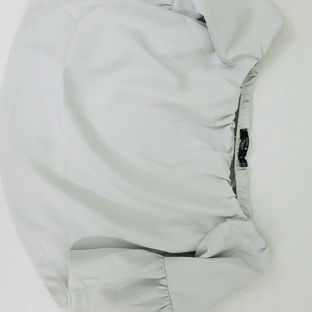 Grey Shirt Bell Sleeves Off The Shoulder Sz Large - Picture 7 of 8