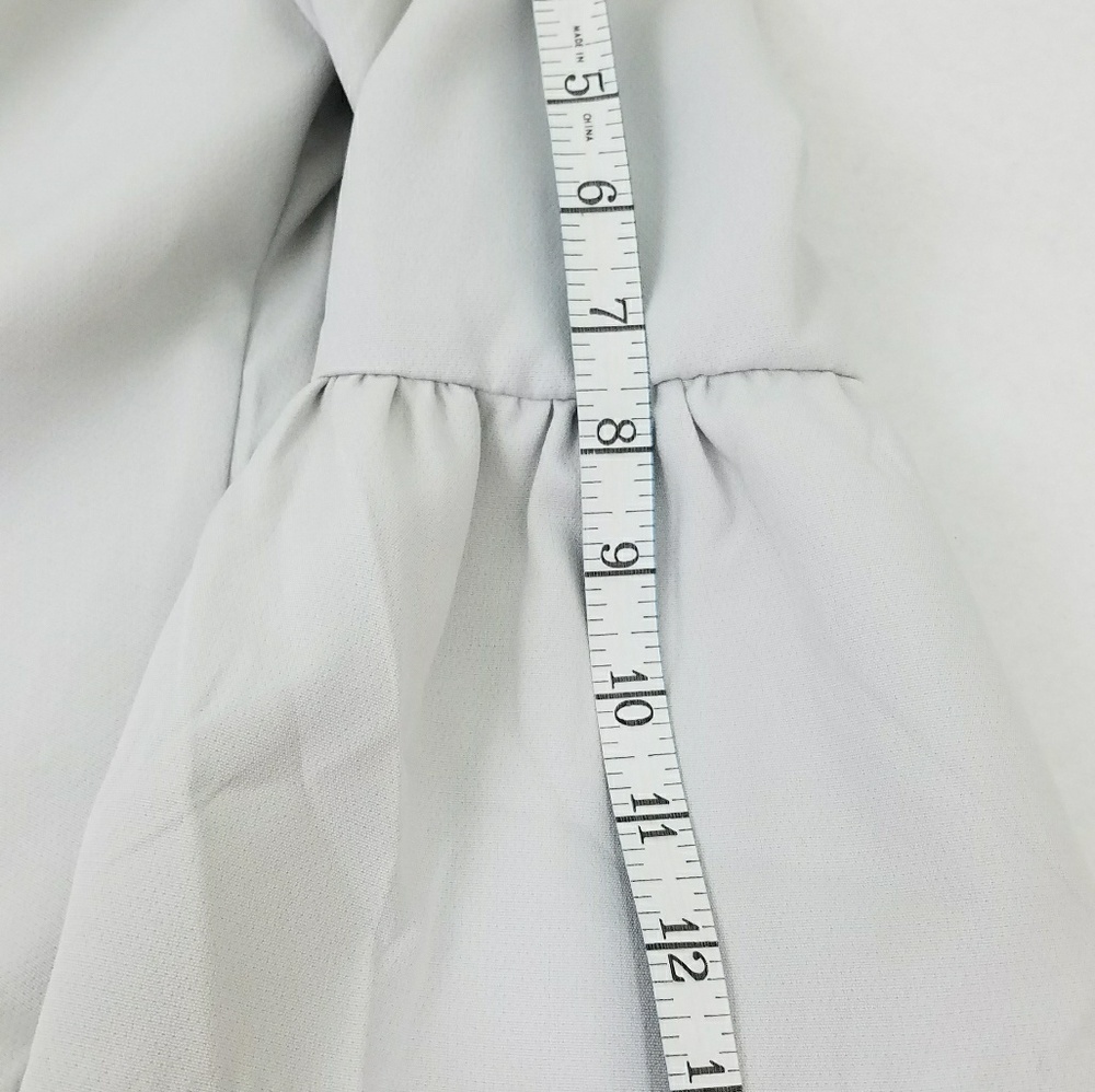 Grey Shirt Bell Sleeves Off The Shoulder Sz Large - Picture 8 of 8