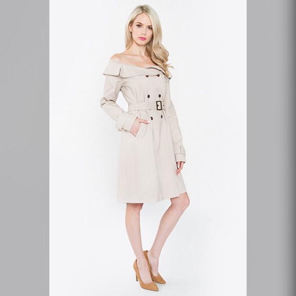 Jackets & Blazers - Off Shoulder Trench Coat