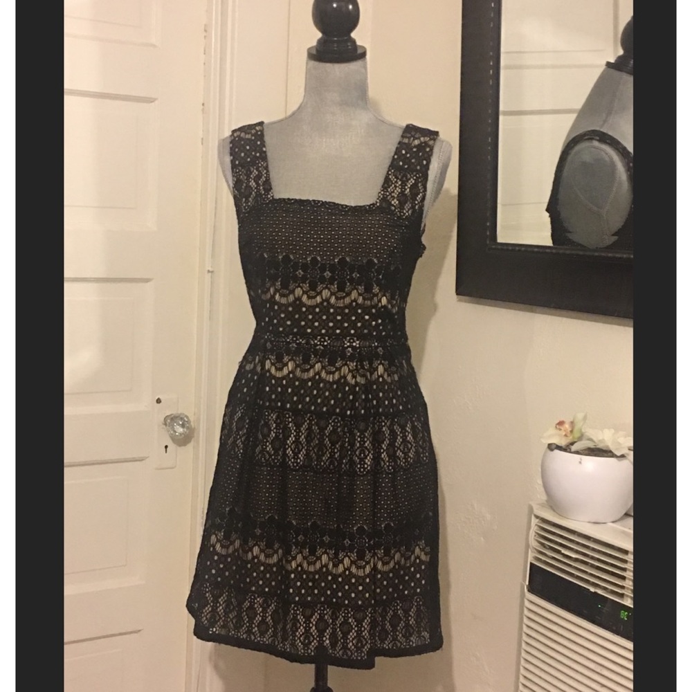 Black/cream Lace Cocktail Dress