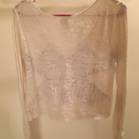 FREE PEOPLE long sleeve white lace shirt - Picture 3 of 5
