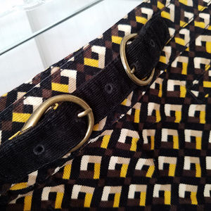 LOFT sz 8 belted cord geoprint skirt
