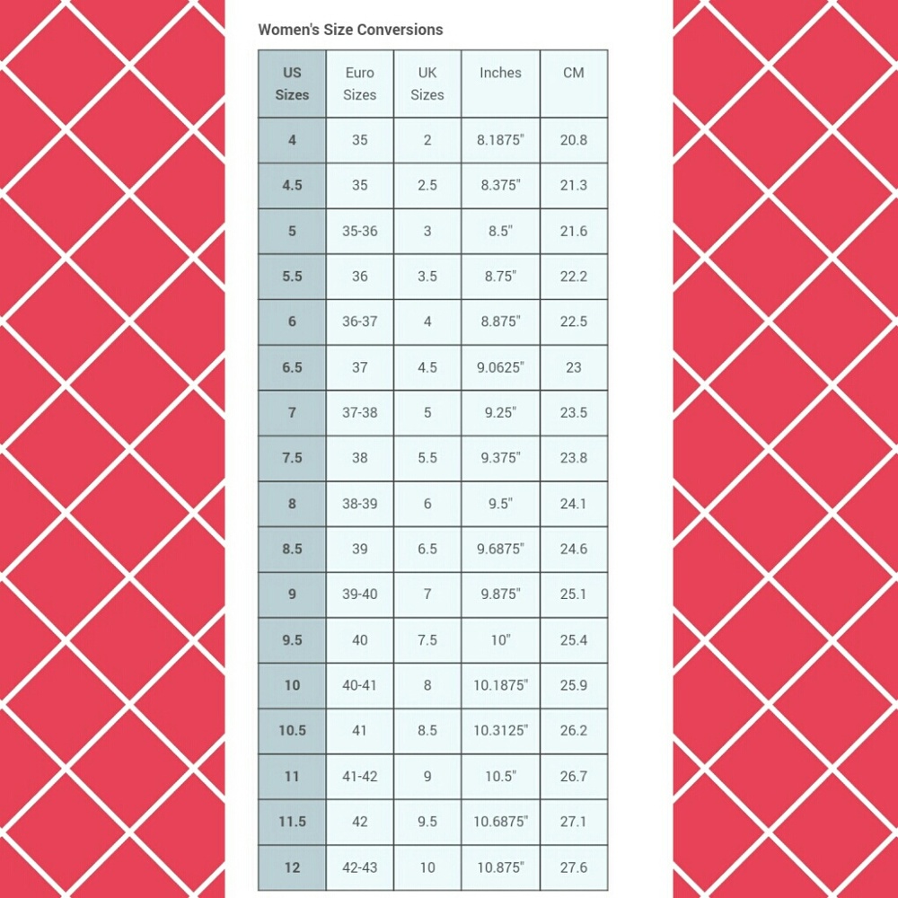 European Shoe Size Conversion Chart