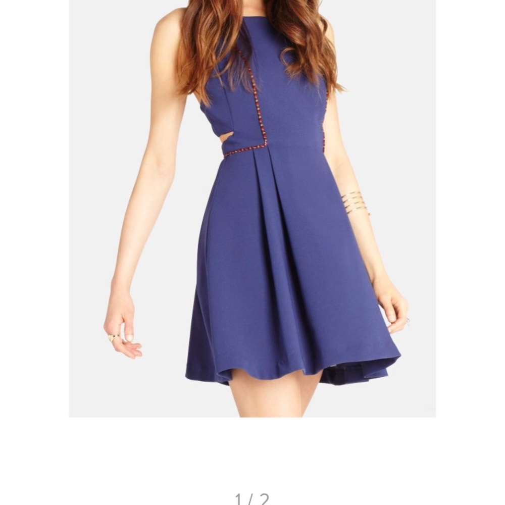 BCBGENERATION navy blue side cut out flare dress