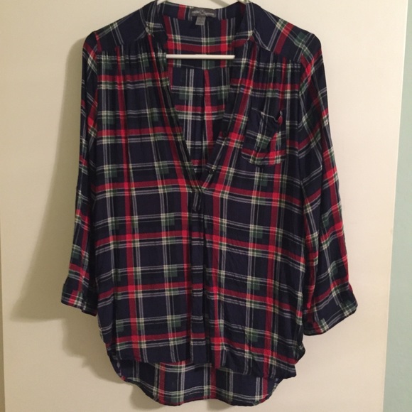 Market & Spruce Tops - Market & Spruce Colibri Plaid Tab-Sleeve Shirt