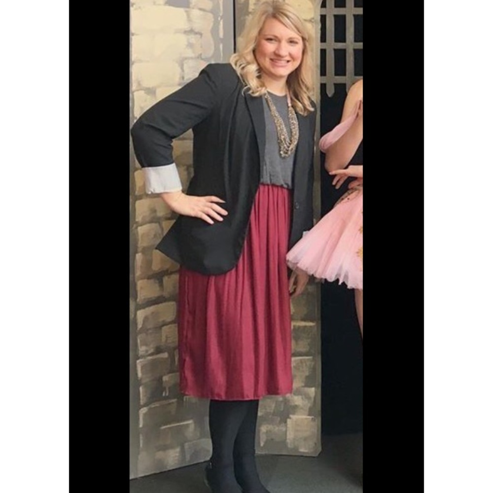 Grey and burgundy dress