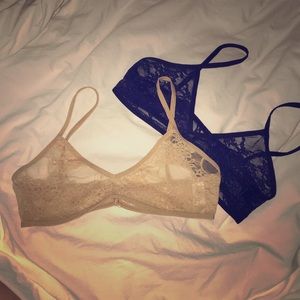 American Apparel set of two lace bralettes