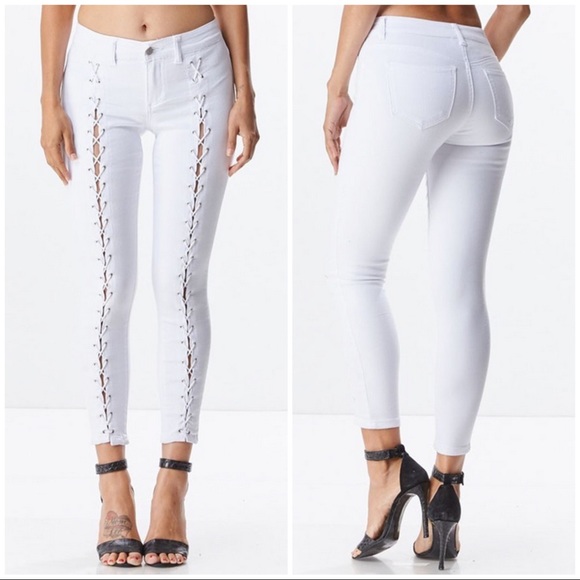 stretchy white jeans