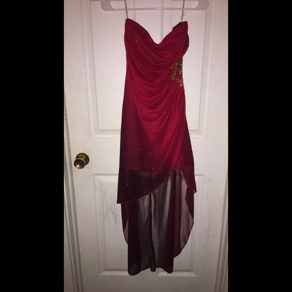 Red/black high-low formal dress - Picture 2 of 3