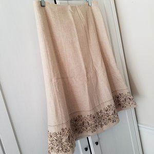 Ann Taylor Factory tan skirt with embroidery