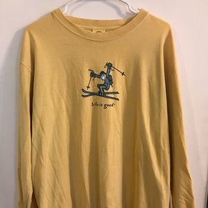 Life Is Good XL Unisex Yellow Long Sleeve Ski Tee