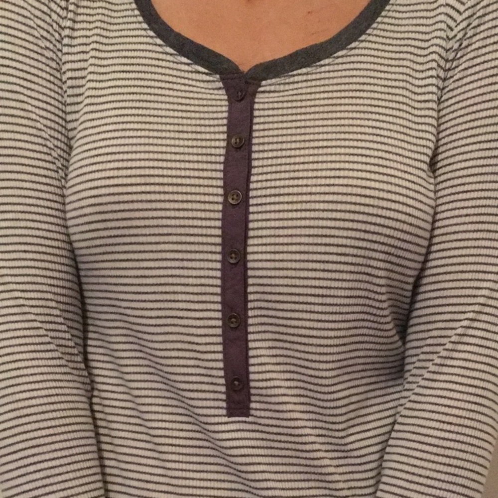 Abercrombie Long Sleeve Striped Henley Top