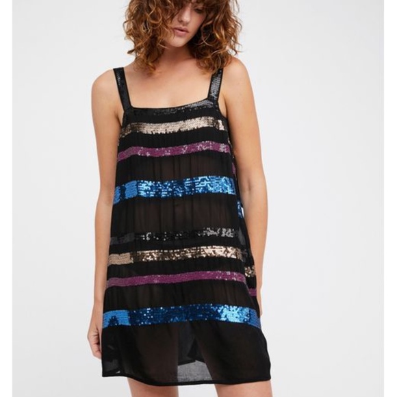 Free People Dresses & Skirts - FREE PEOPLE Sequin Stripe Slip Dress