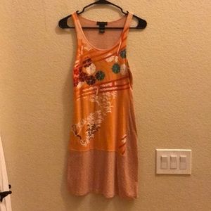Custco Barcelona Tank Top Size 1 Orange Floral