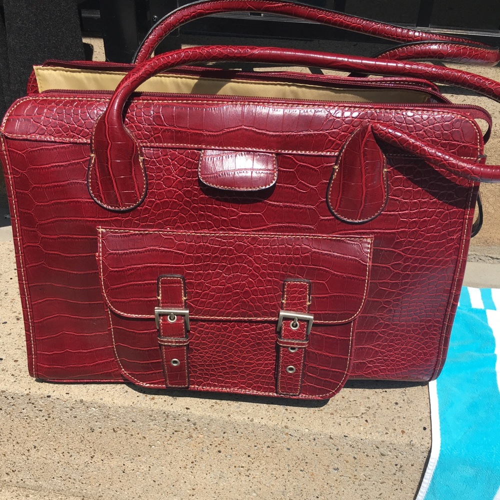 Red leather brief case