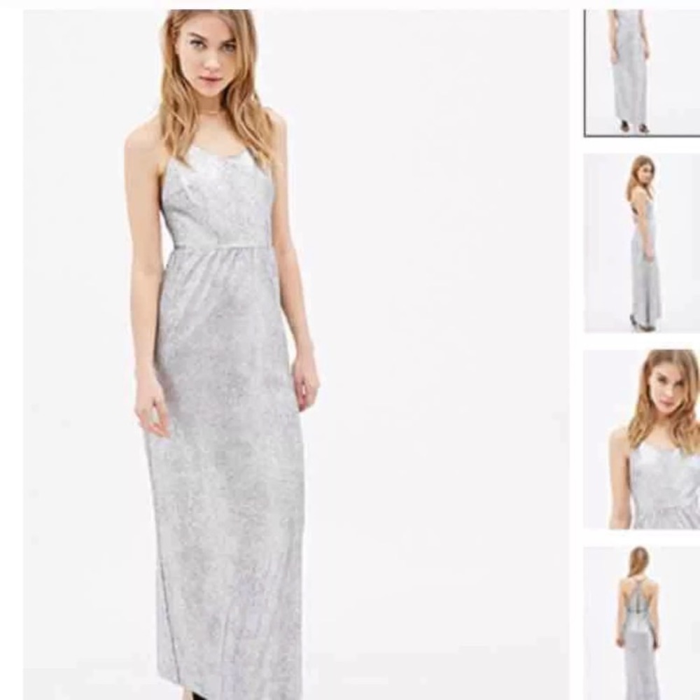Forever 21 Silver maxi party dress