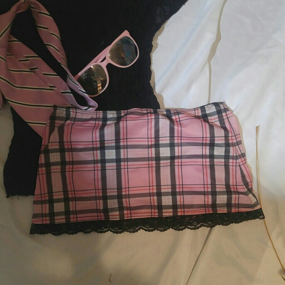 Pink Plaid School Girl Costume