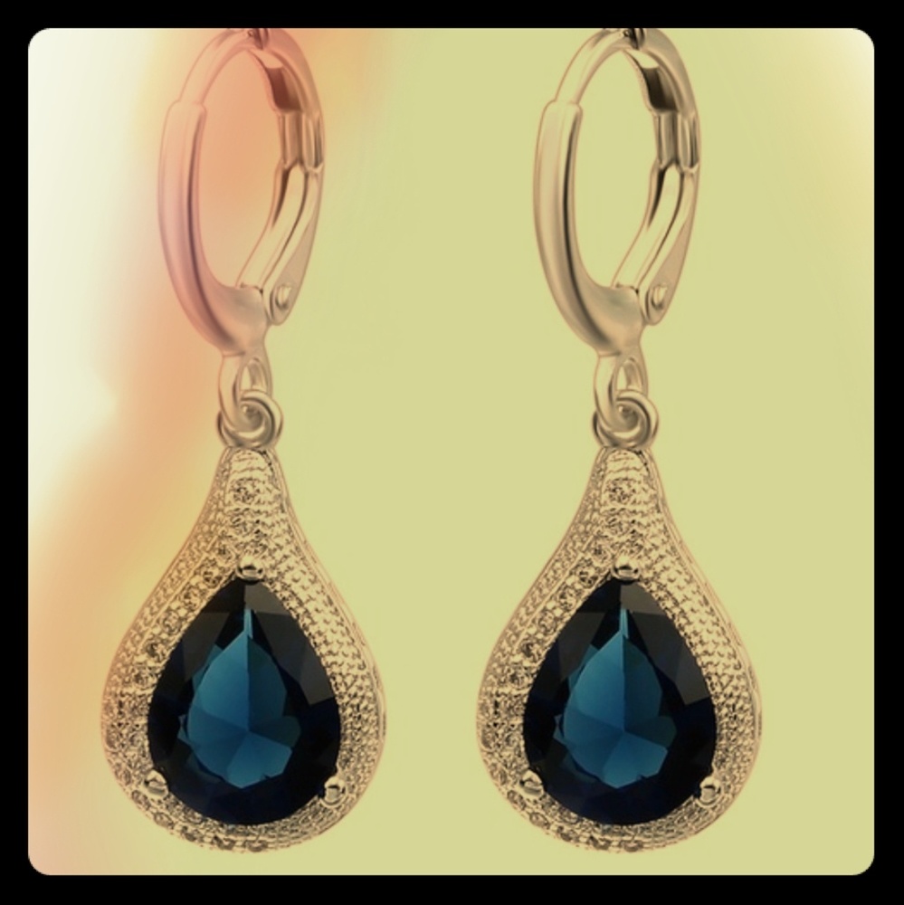 Sterling silver, blue sapphire crystal circon