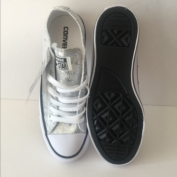 Converse Silver Glitter Chuck Taylor All Star Ox - Picture 2 of 7