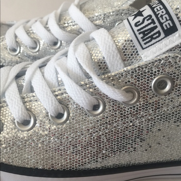 Converse Silver Glitter Chuck Taylor All Star Ox - Picture 6 of 7