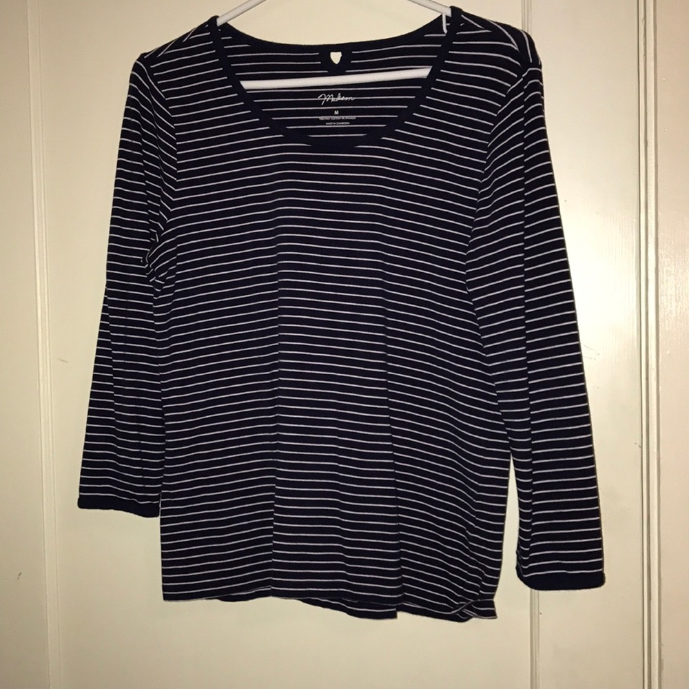 Blue and White Striped Top