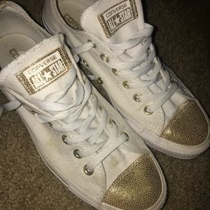 White and Gold Converse 💕