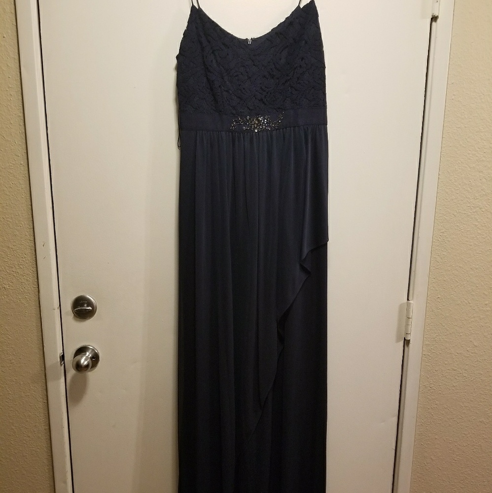 Navy blue long dress.