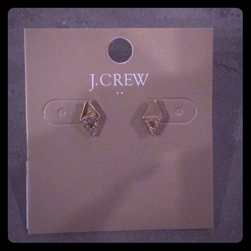 J.Crew Triangle Pave Earring studs. NWT - Picture 2 of 2