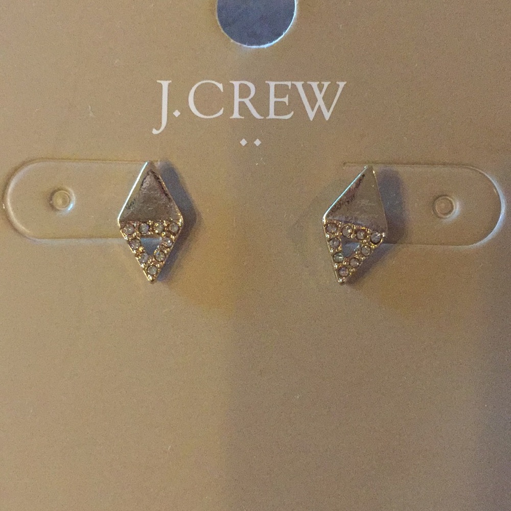 J.Crew Triangle Pave Earring studs. NWT - Picture 1 of 2