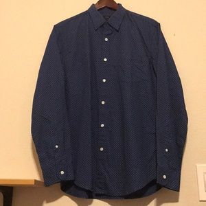 J. Crew Navy Polka Dot Button Up